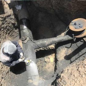 رفع نشتی خط انتقال گاز سعادت شهر